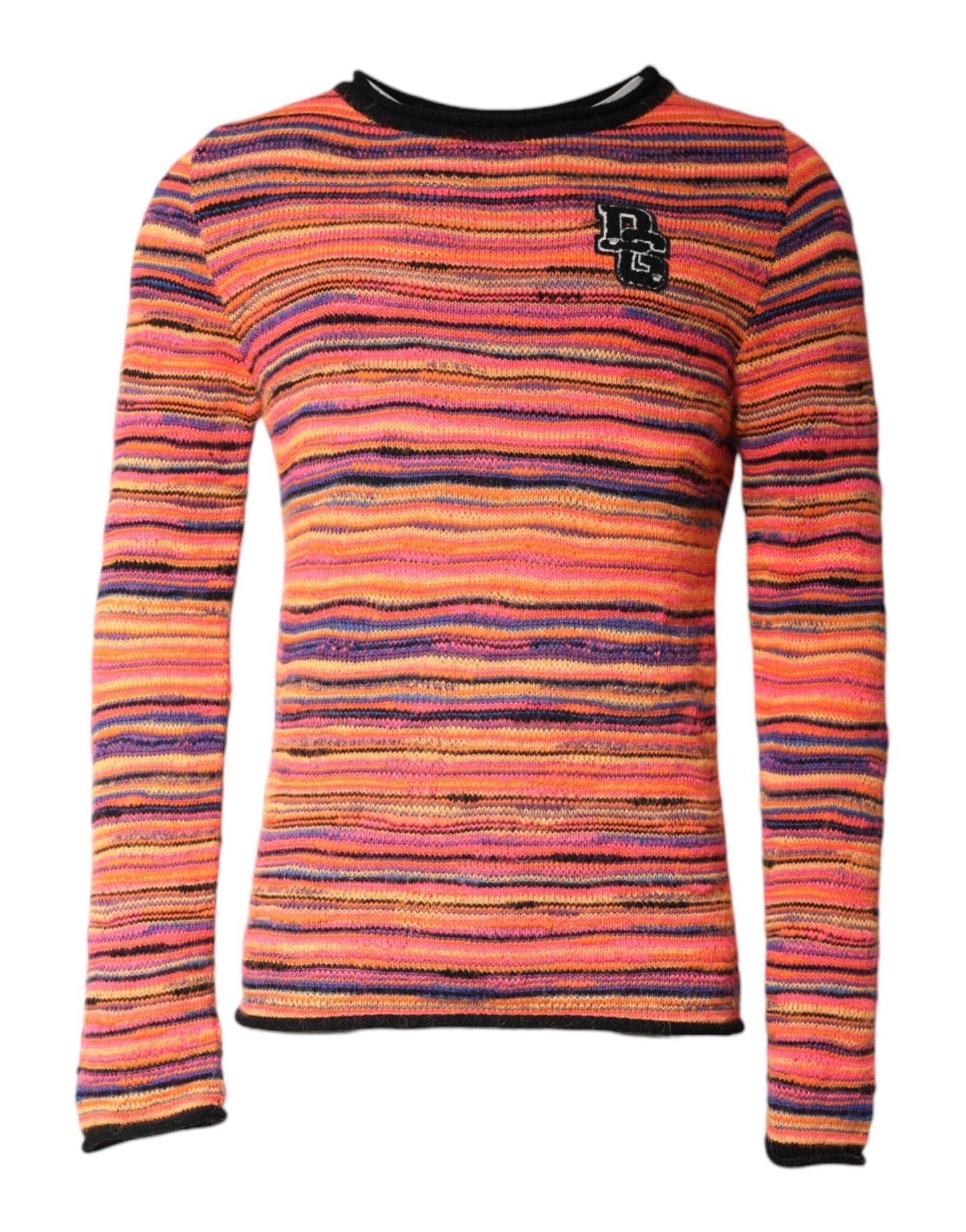 Dolce & Gabbana Multicolor Wool DGLogo Knit Pullover Sweater