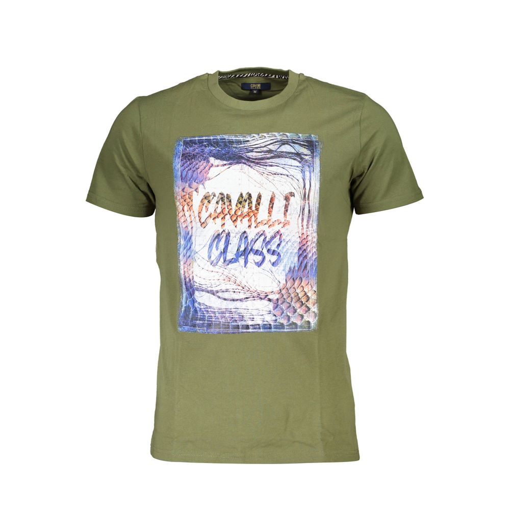 Cavalli Class Green Cotton T-Shirt