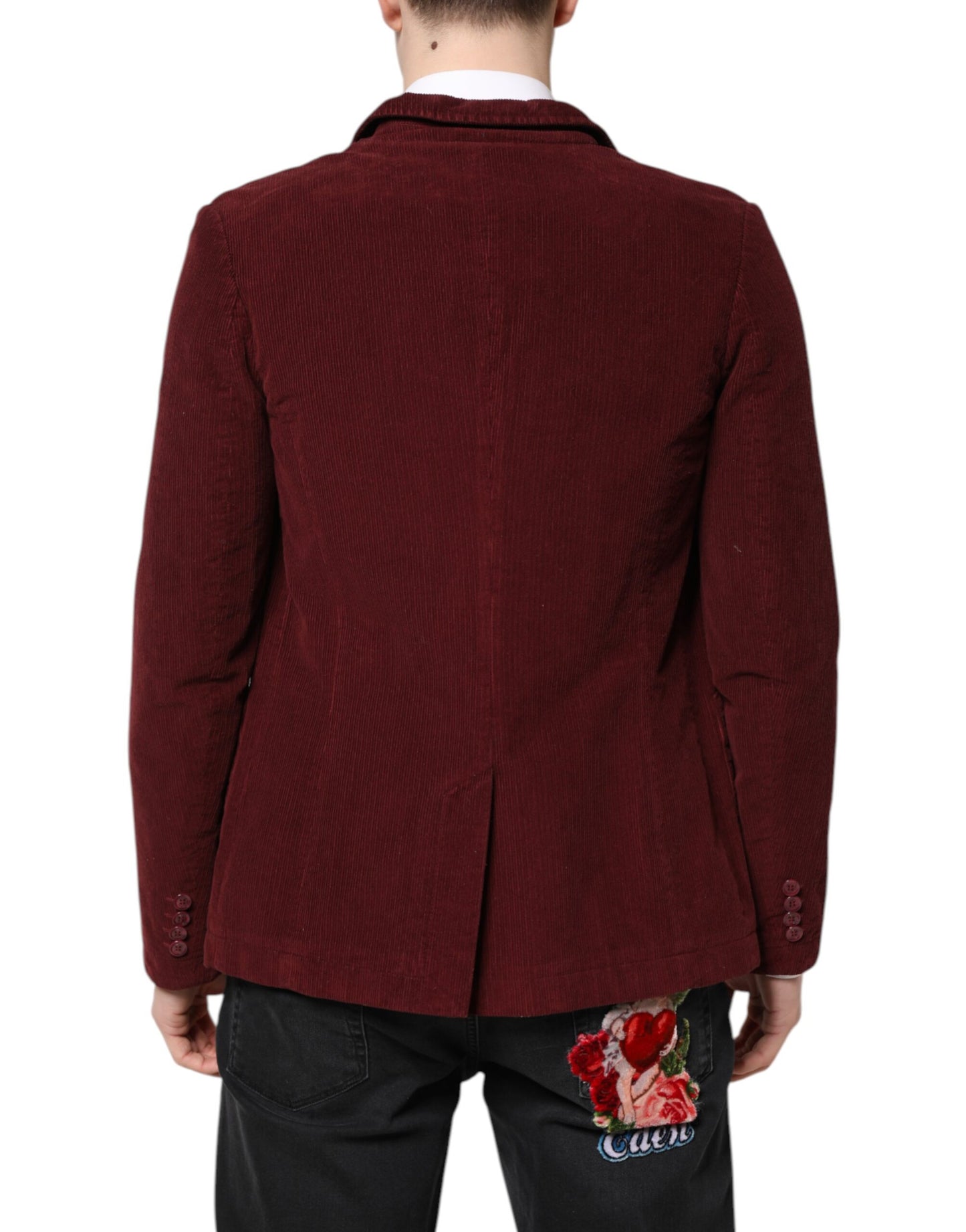 GF Ferre Maroon Corduroy Regular Fit Men Coat Blazer Jacket