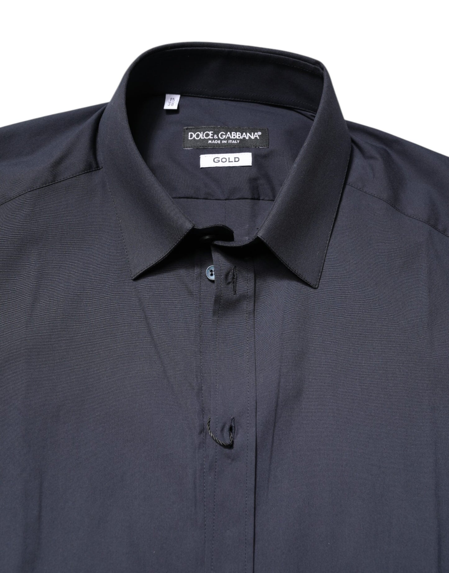 Dolce & Gabbana Dark Blue GOLD Cotton Dress Formal Shirt