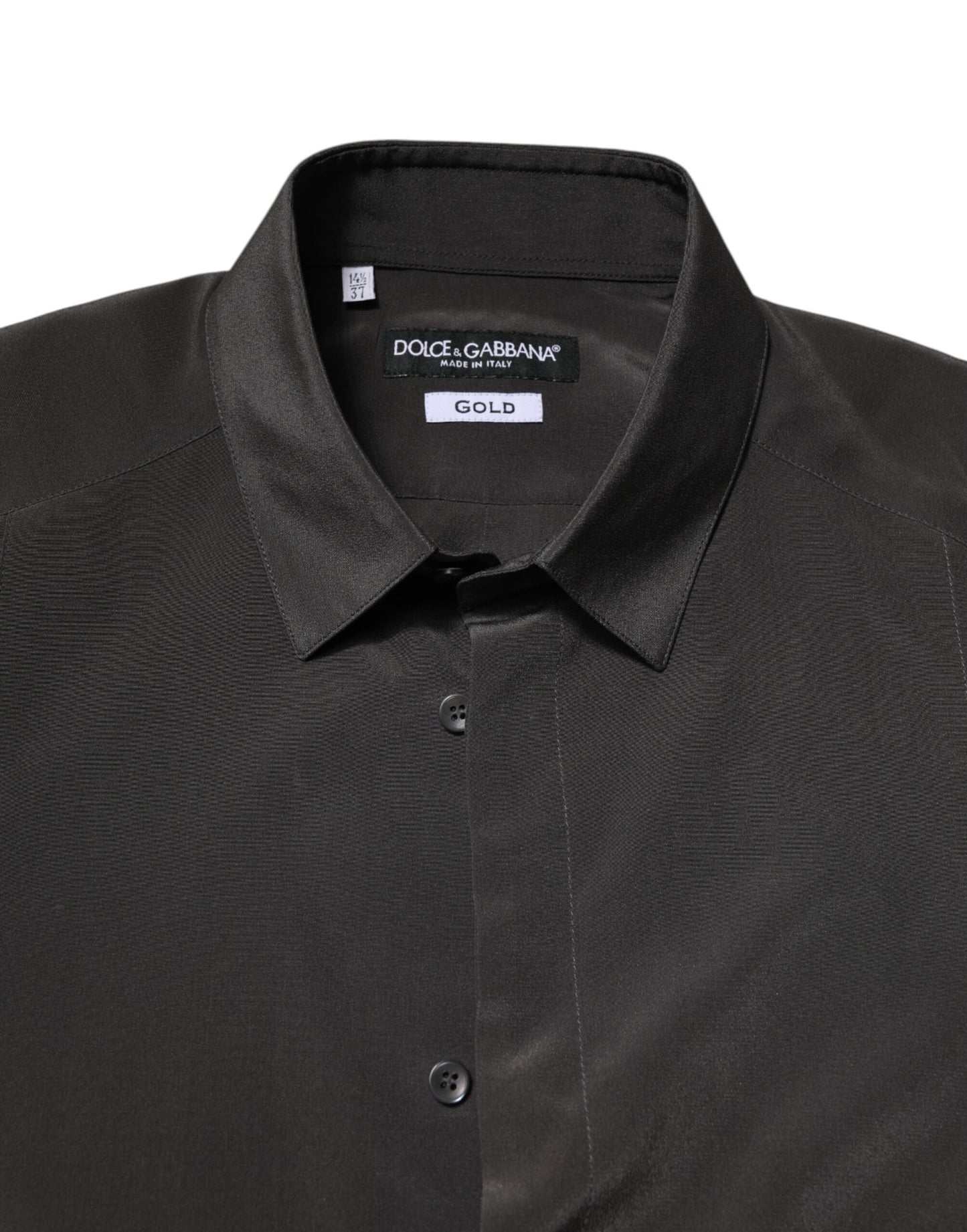 Dolce & Gabbana Dark Gray Silk GOLD Dress Formal Shirt