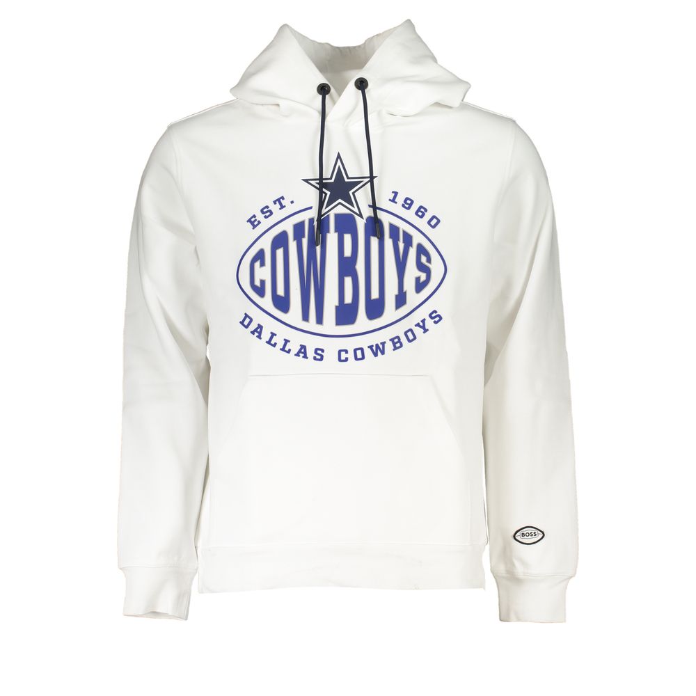 Hugo Boss White Cotton Men Sweater with Hood