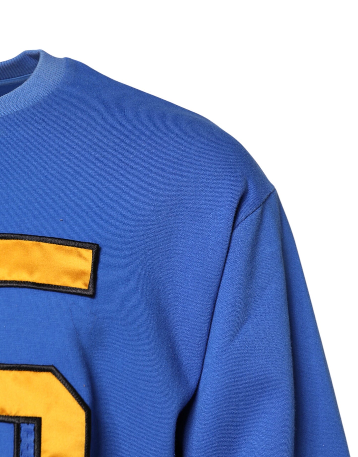 Dolce & Gabbana Blue Printed Cotton Cropped Crew Neck T-shirt