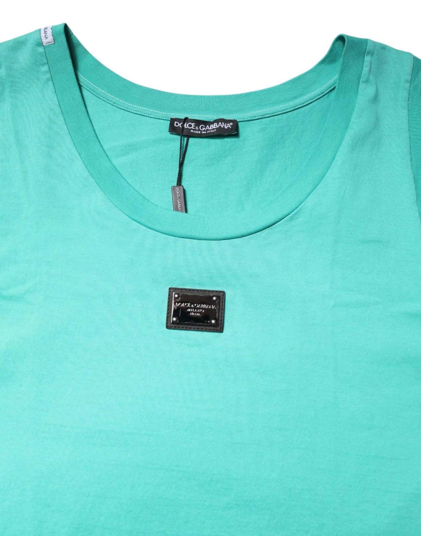 Dolce & Gabbana Green Sleeveless Logo Round Neck T-shirt