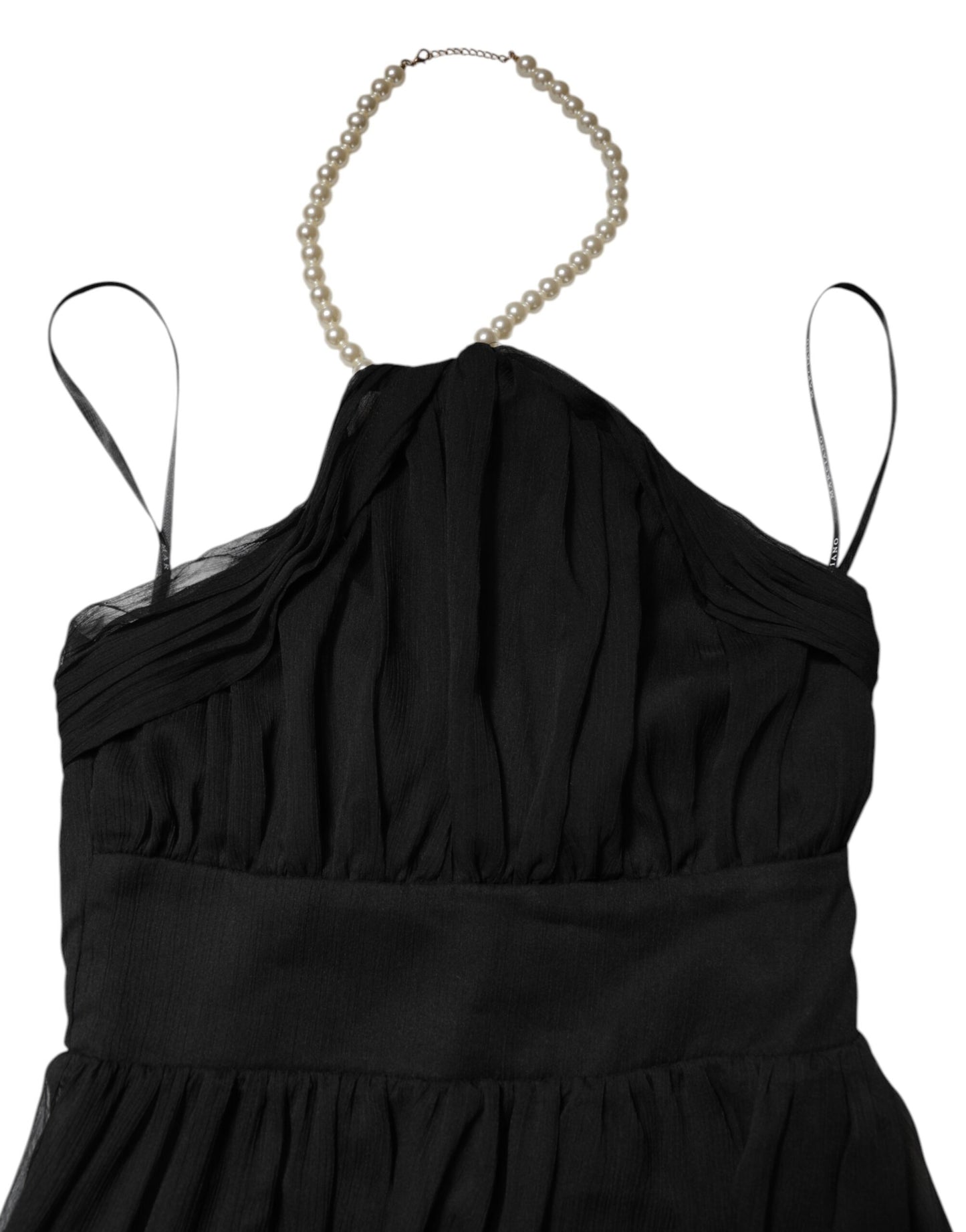 Marciano by Guess Black Tulle Pearl Sleeveless Long Gown Dress