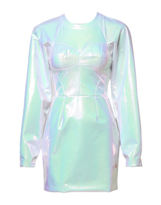 Dolce & Gabbana White Long Sleeves Bodycon Sheath Mini Dress