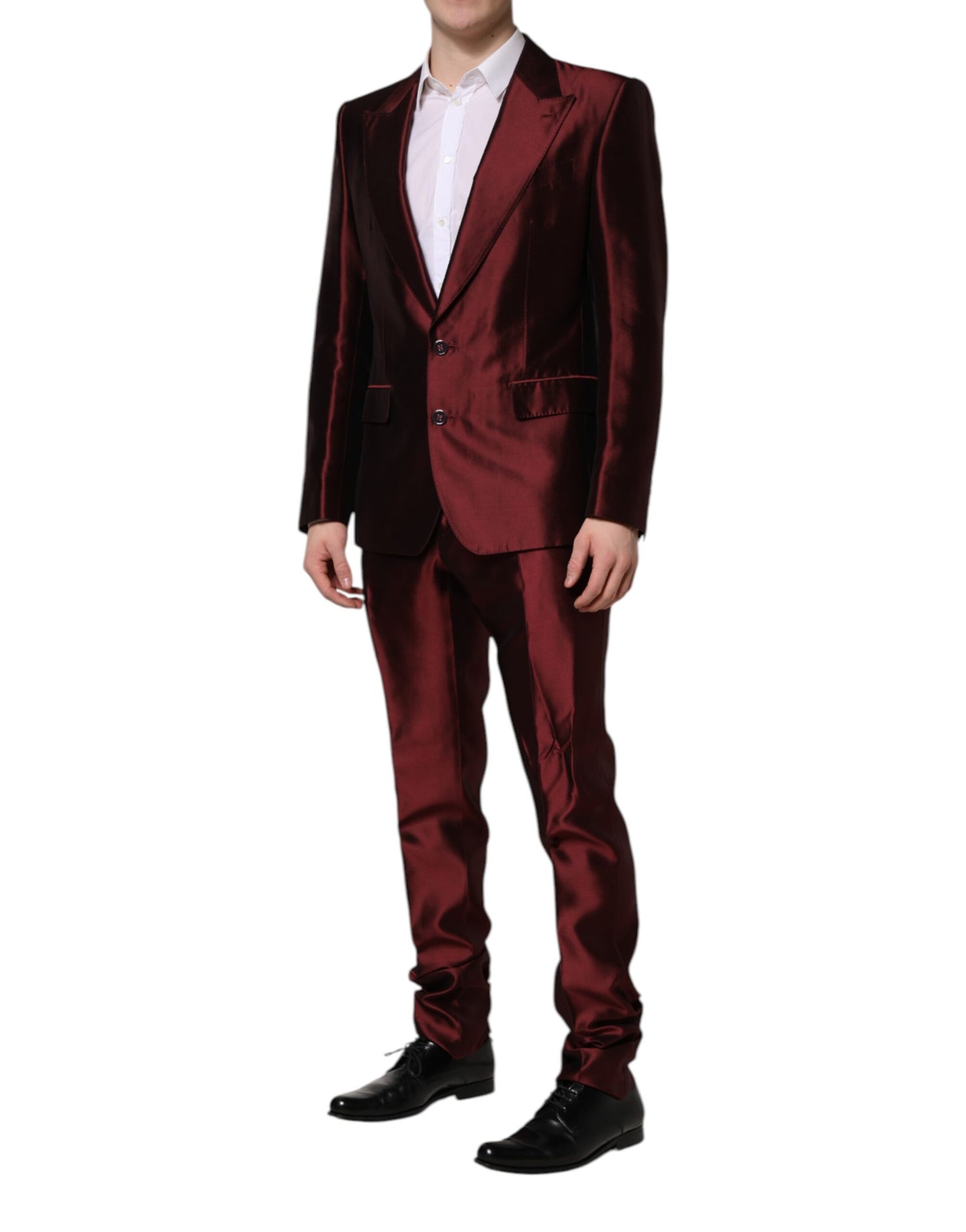 Dolce & Gabbana Bordeaux Silk 2 Piece Single Breasted Suit