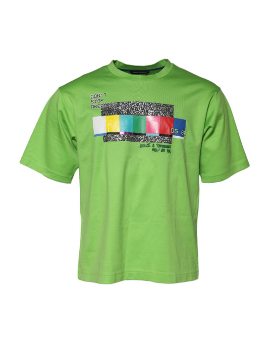 Dolce & Gabbana Green Graphic Printed Round Neck T-shirt