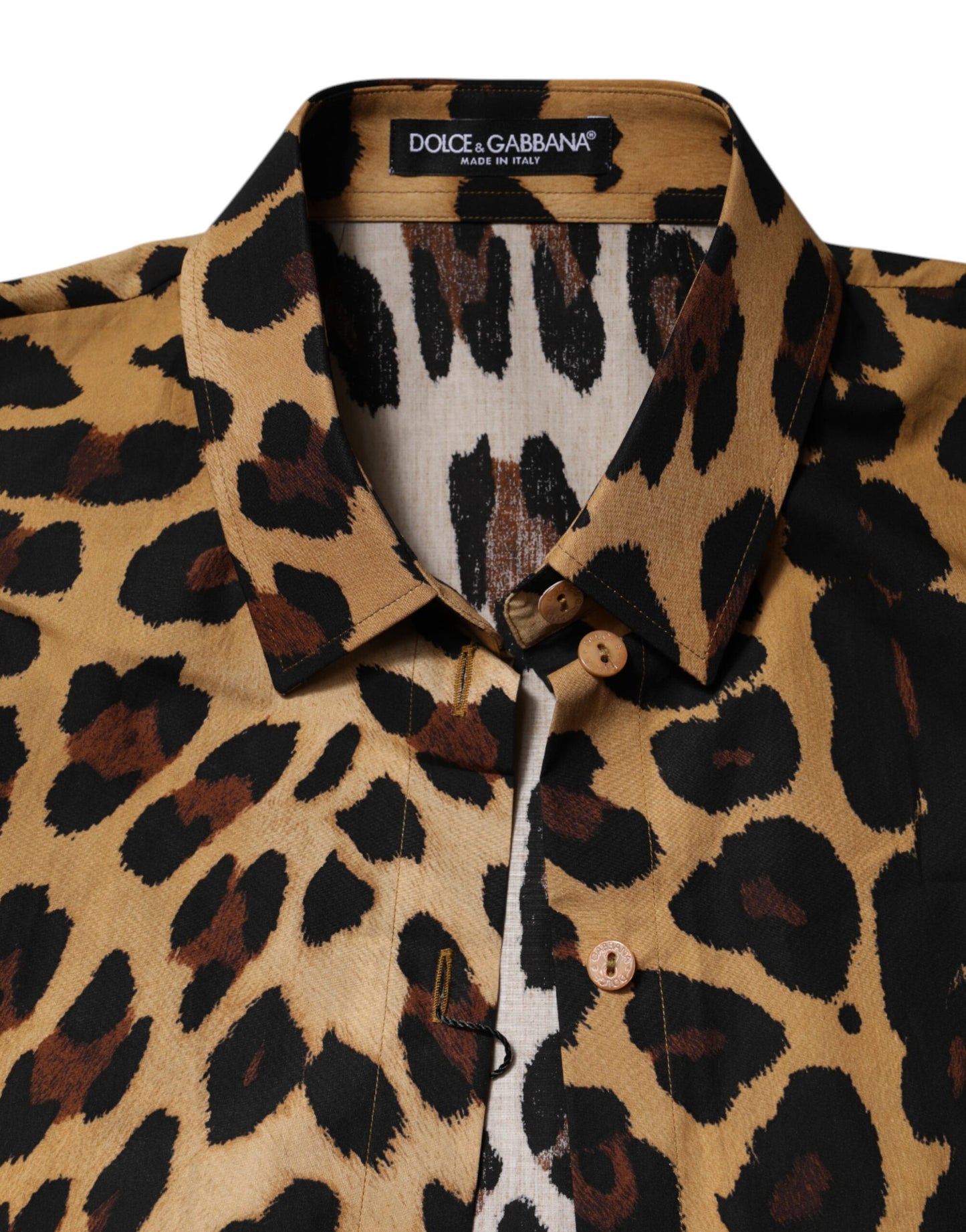 Dolce & Gabbana Brown Leopard Short Sleeve Collared Polo Top