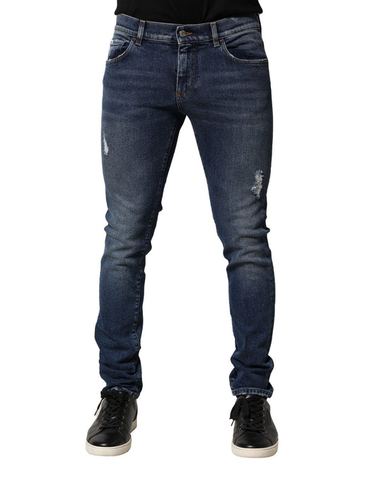 Dolce & Gabbana Blue Washed Skinny Cotton Denim Jeans