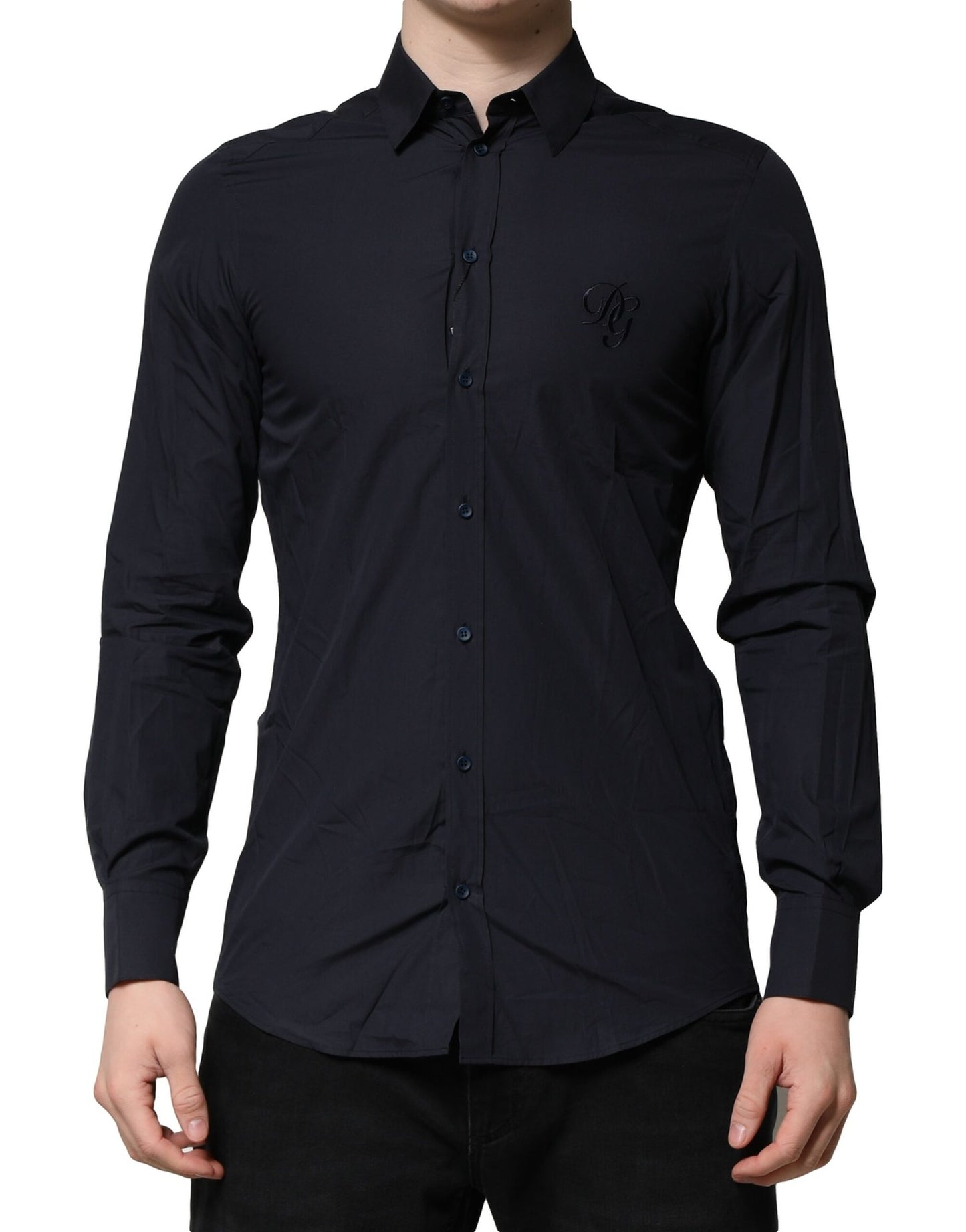 Dolce & Gabbana Dark Blue MARTINI Cotton Dress Formal Shirt