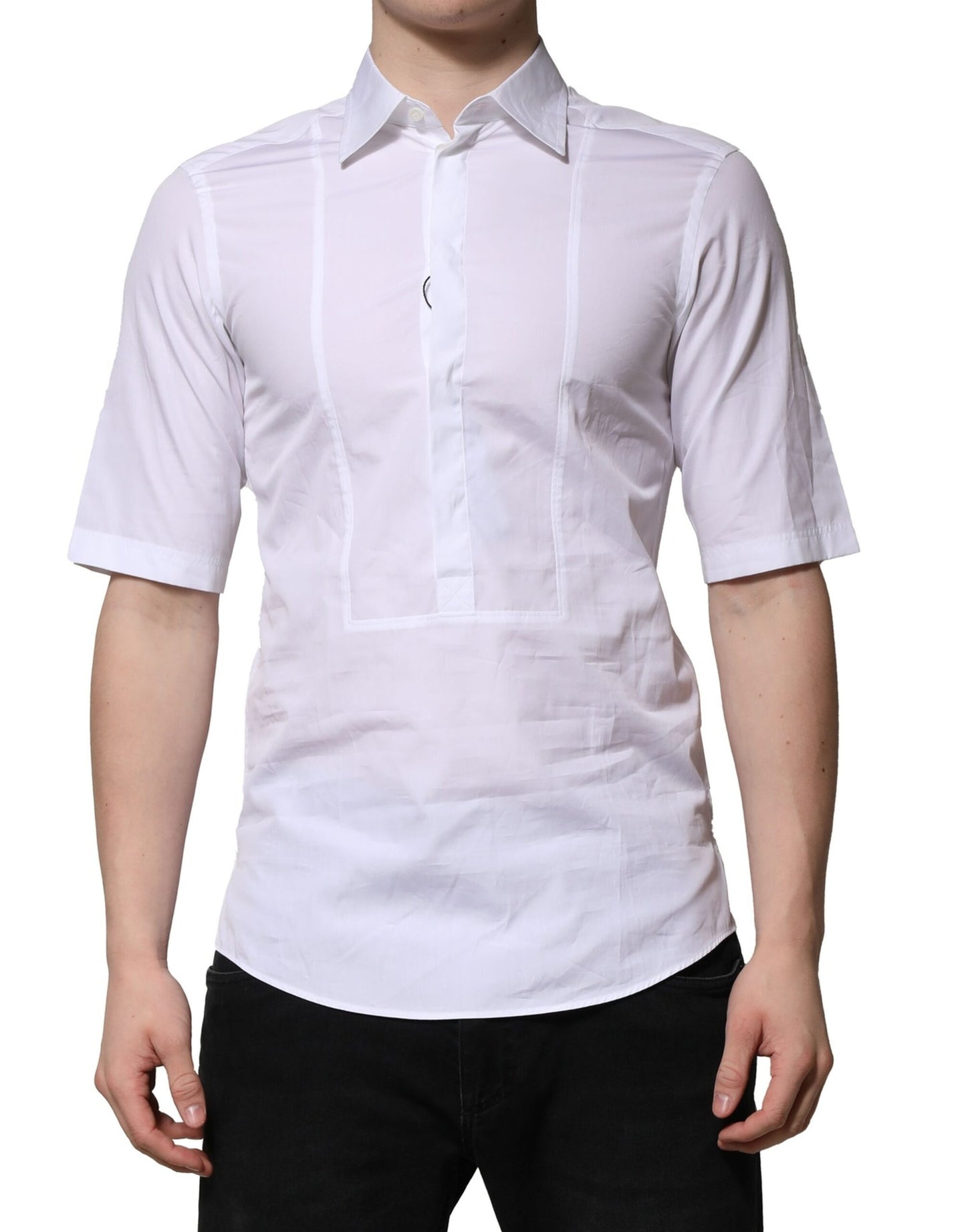 Dolce & Gabbana White Cotton Short Sleeves Dress Formal Shirt