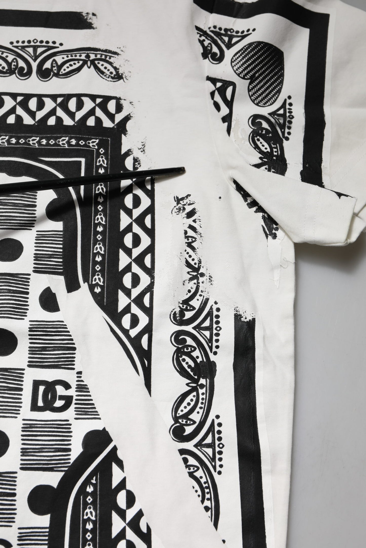 Dolce & Gabbana White Bandana Cotton Men Crew Neck T-shirt