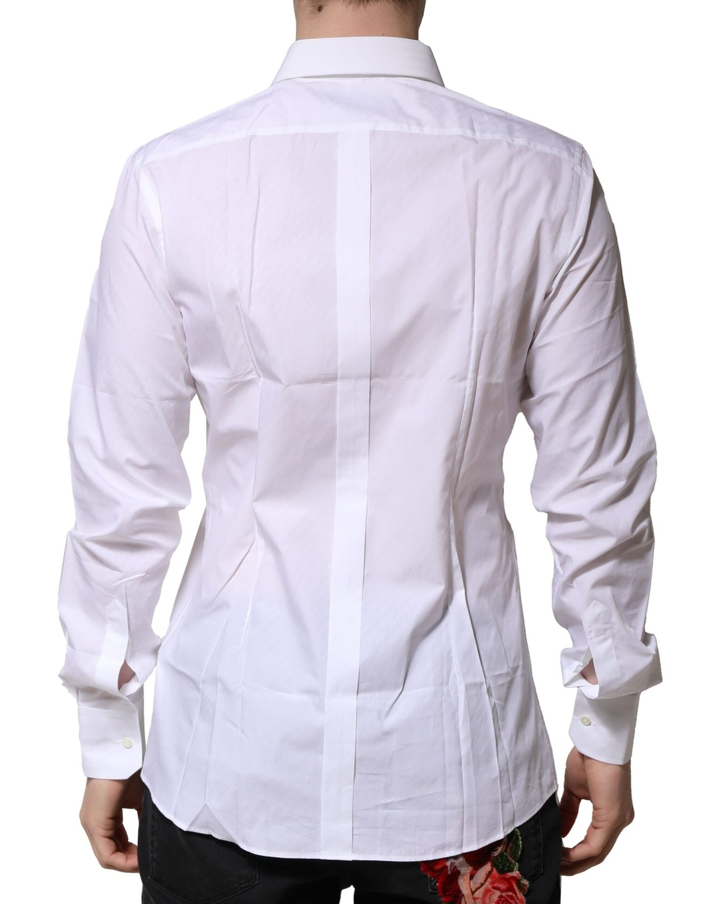 Dolce & Gabbana White Cotton Long Sleeves GOLD Formal Shirt