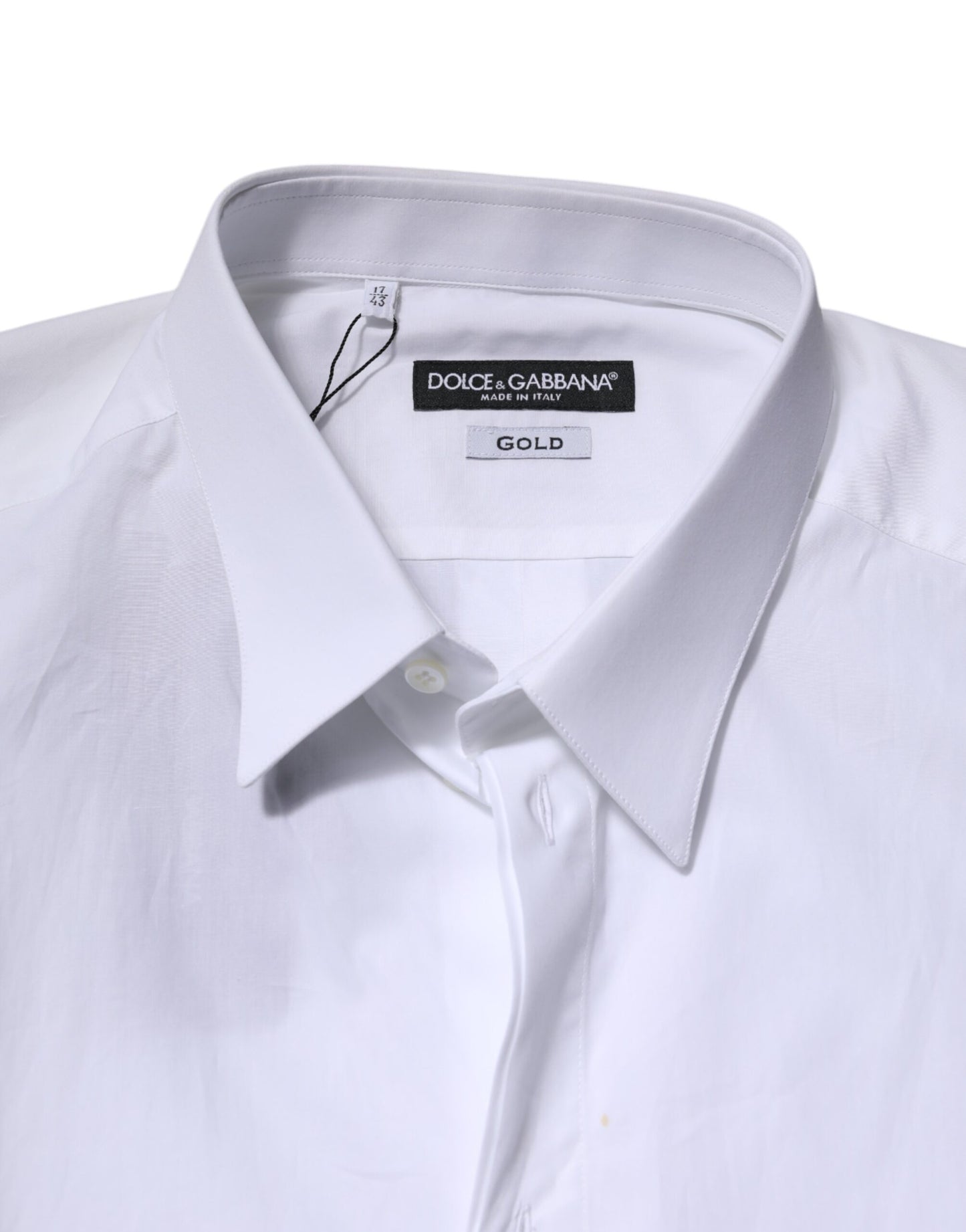 Dolce & Gabbana White Cotton GOLD Long Sleeves Formal Shirt