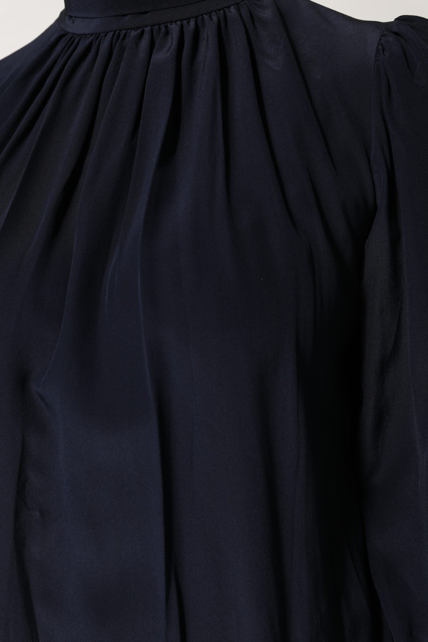 Dolce & Gabbana Blue Silk Mock Neck Long Sleeves Blouse Top