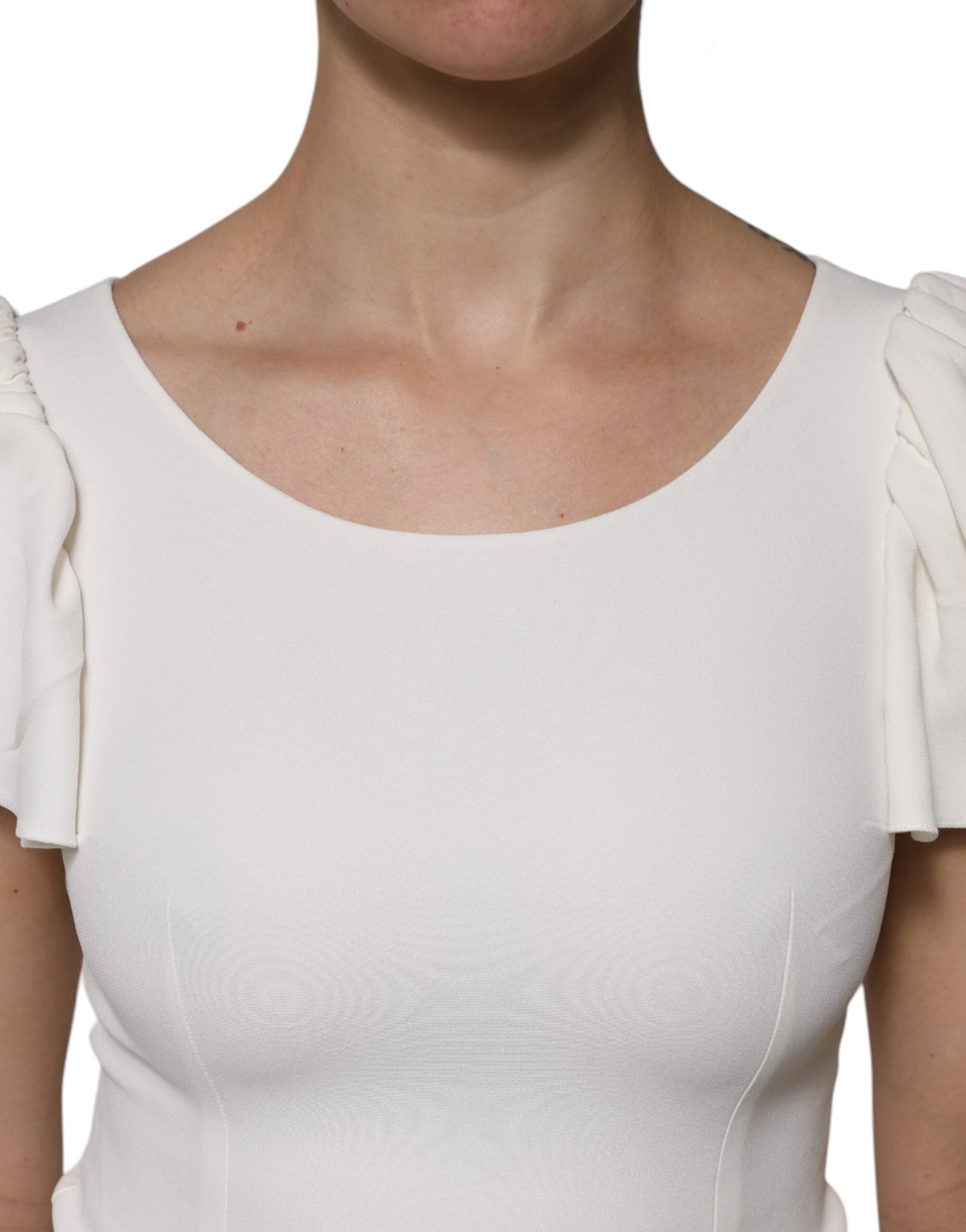 Dolce & Gabbana White Viscose Round Neck Short Sleeves Top