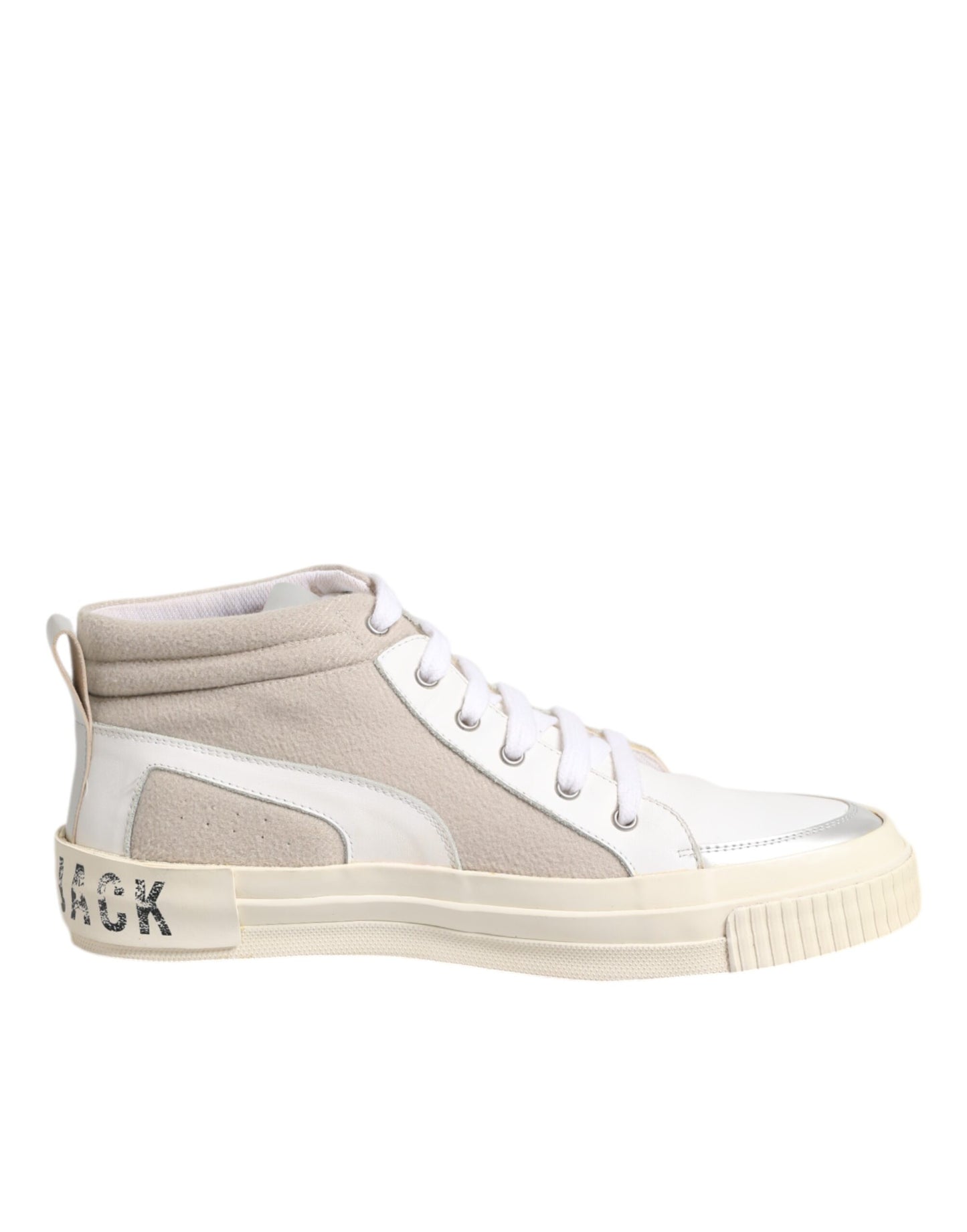 HIDE & JACK White Beige Lace Up Mid Top Casual Sneakers Shoes