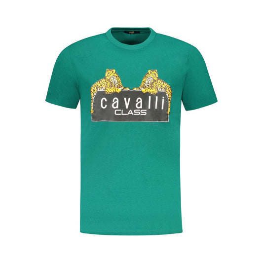Cavalli Class Green Cotton T-Shirt