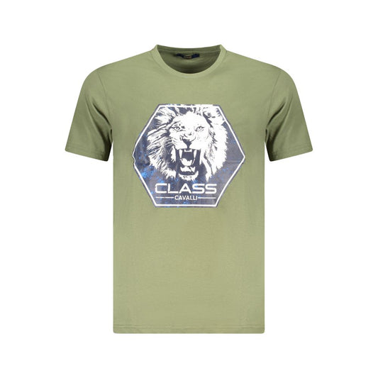Cavalli Class Green Cotton T-Shirt
