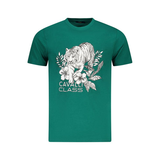 Cavalli Class Green Cotton T-Shirt