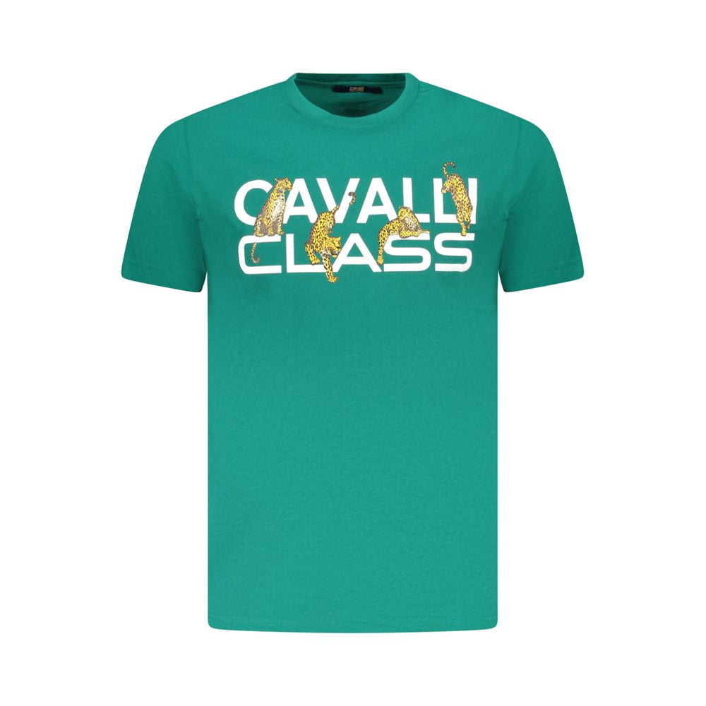Cavalli Class Green Cotton T-Shirt