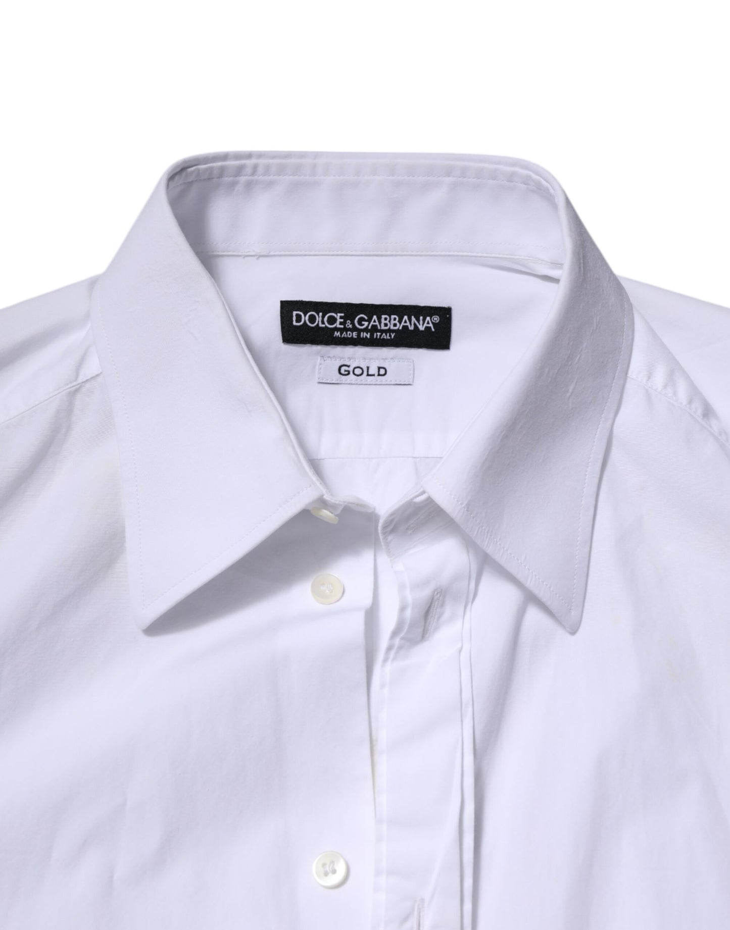 Dolce & Gabbana White Cotton GOLD Long Sleeves Dress Shirt