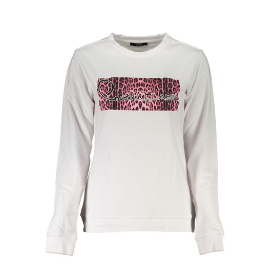 Cavalli Class White Cotton Sweatshirt