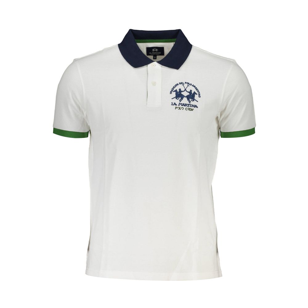 La Martina White Cotton Polo Shirt
