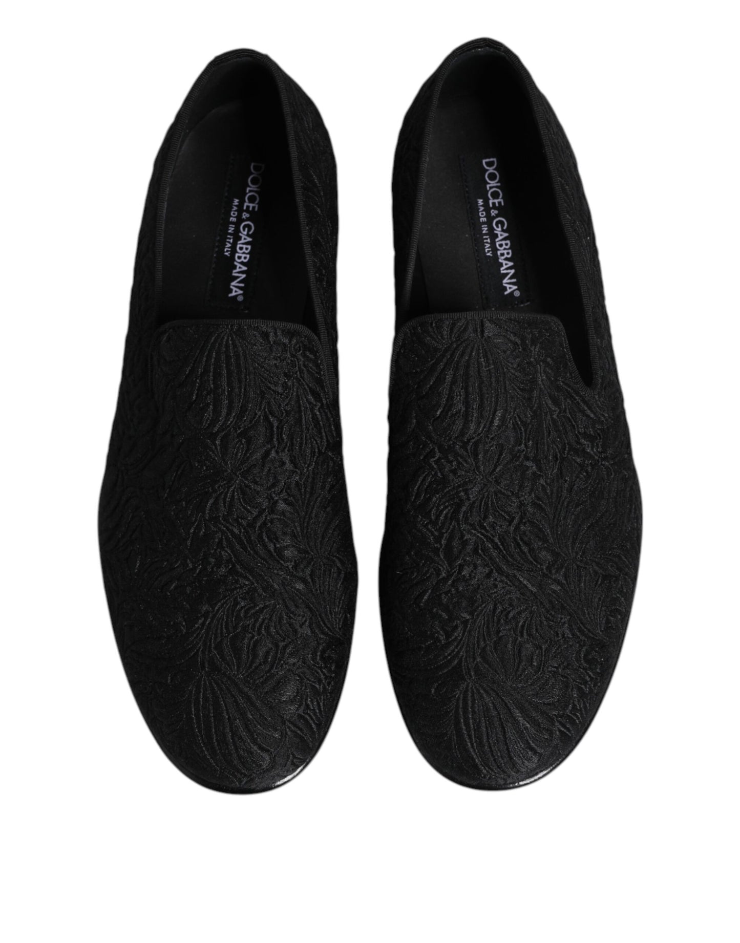 Dolce & Gabbana Black Jacquard Slip On Loafers Formal Shoes