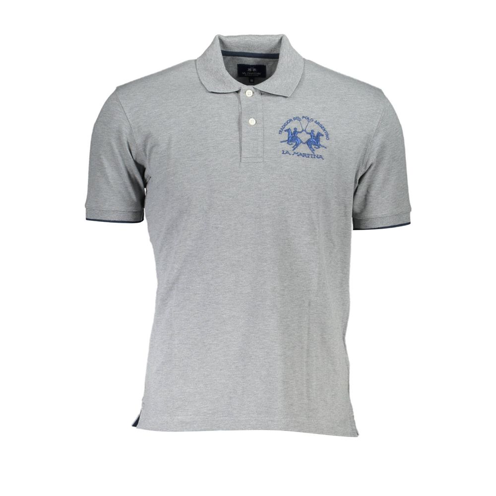 La Martina Gray Cotton Polo Shirt