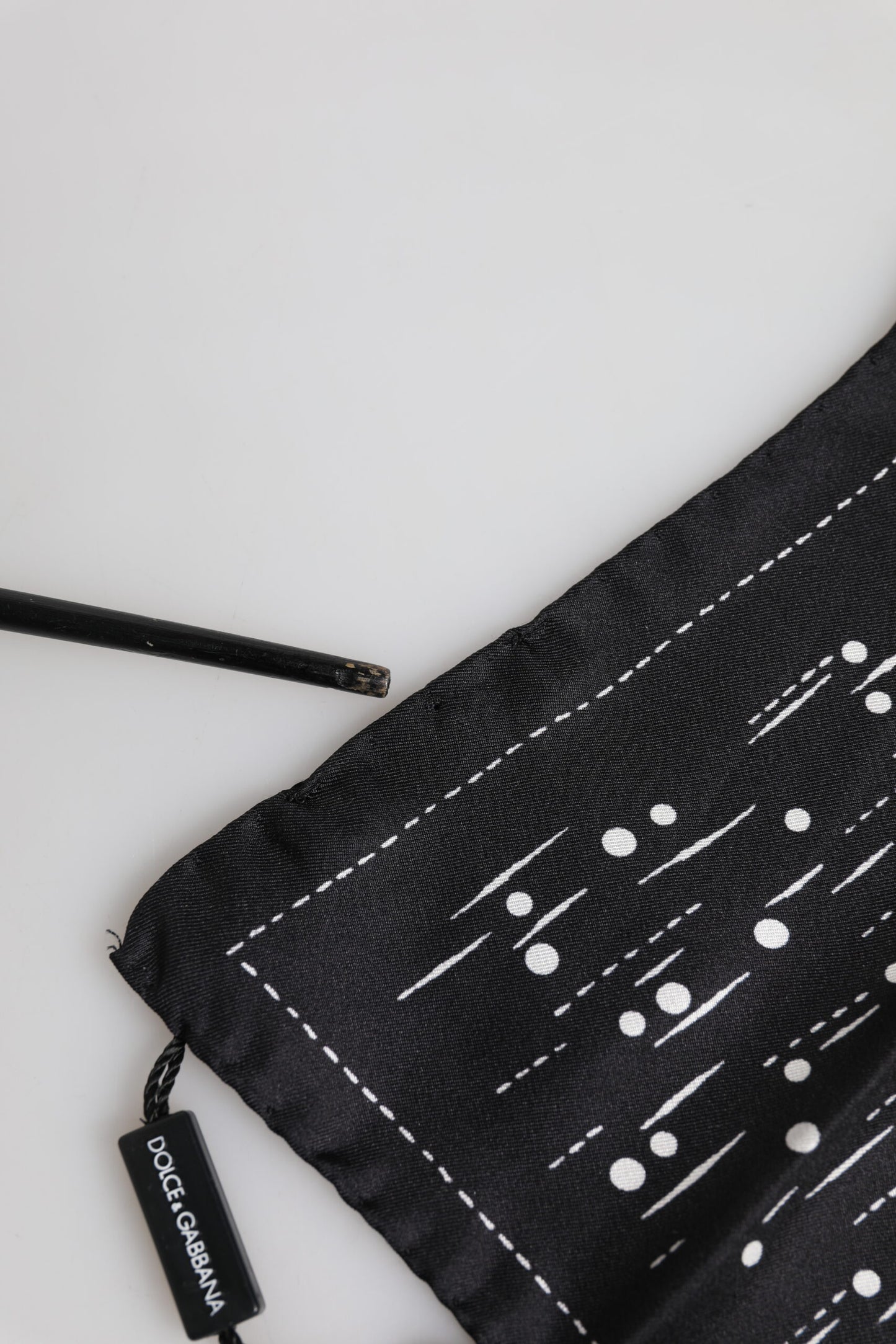 Dolce & Gabbana Black White Printed Square Men Foulard Scarf