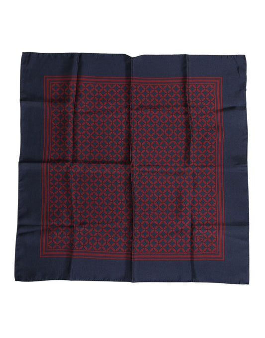 Dolce & Gabbana Red Blue Printed Silk Square Men Foulard Scarf