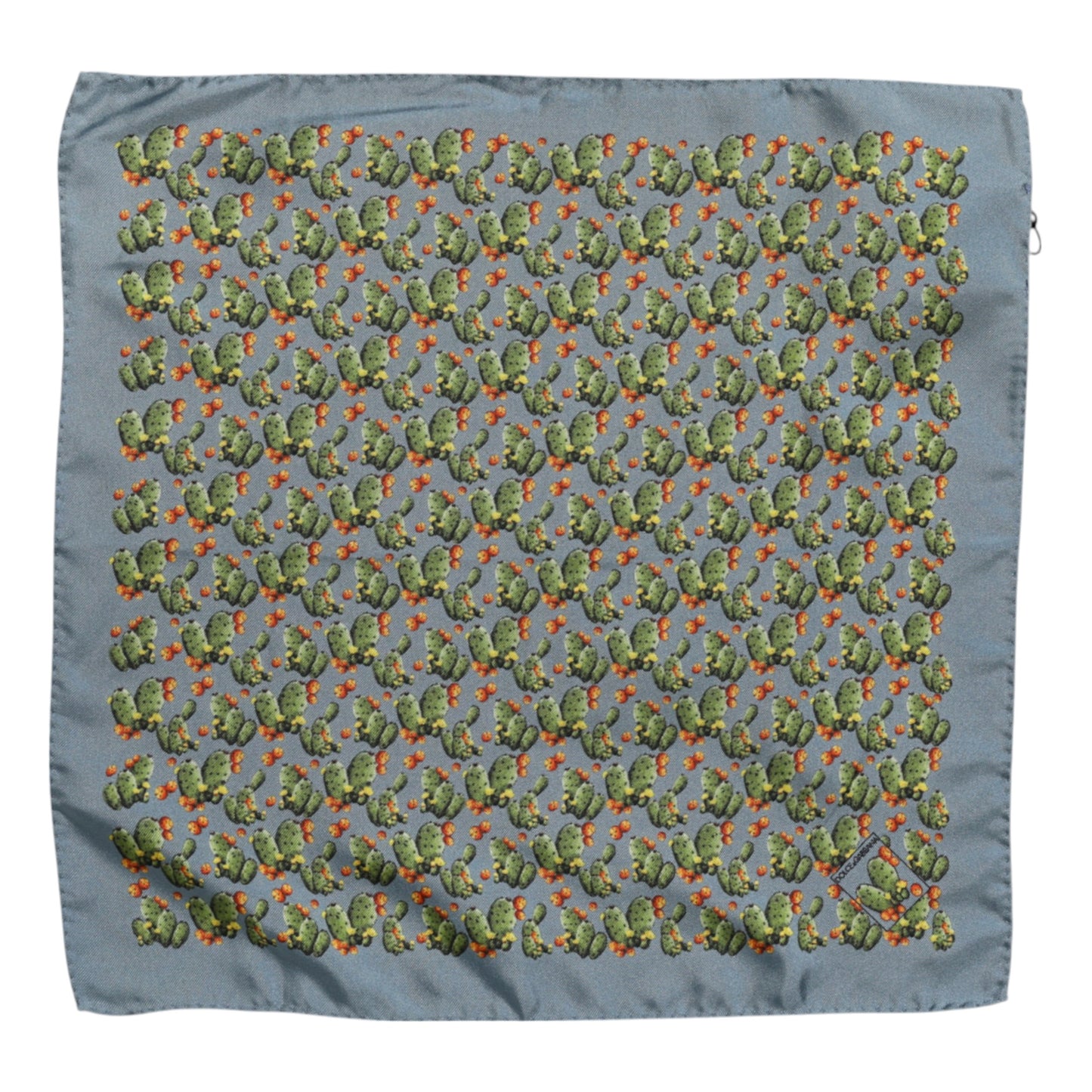 Dolce & Gabbana Gray Green Cactus Print Square Foulard Scarf