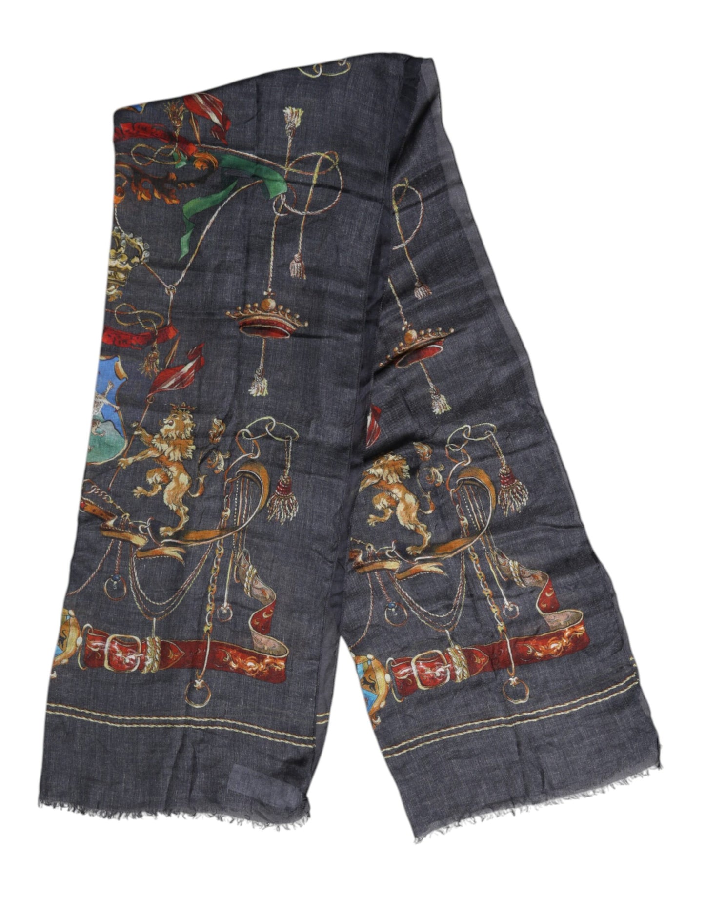 Dolce & Gabbana Gray Graphic Print Warmer Wrap Shawl Scarf