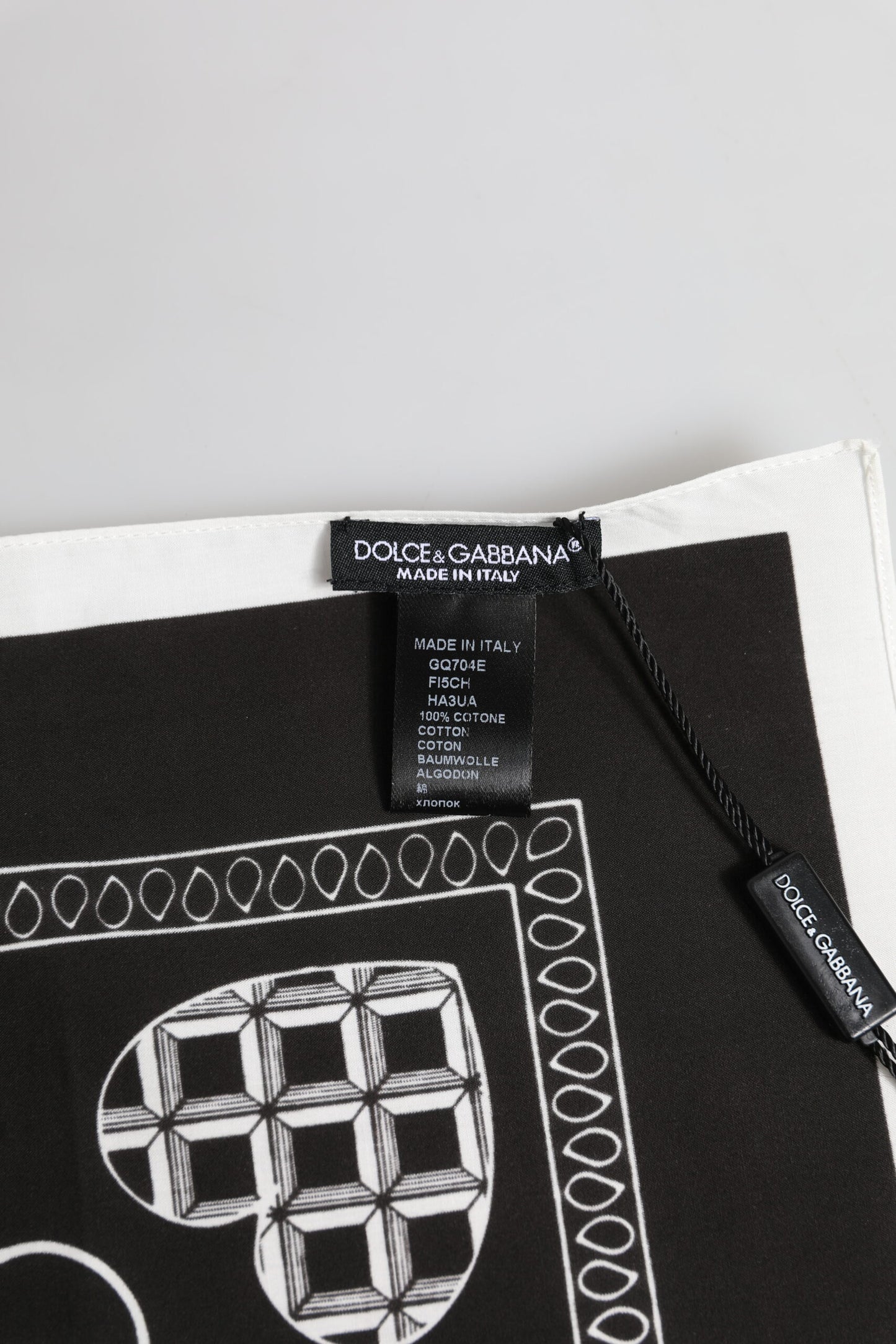 Dolce & Gabbana Black White Bandana Square Men Foulard Scarf
