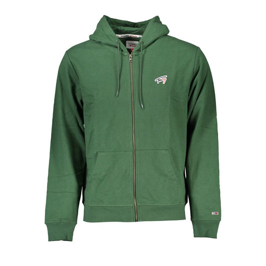 Tommy Hilfiger Green Cotton Men Sweater with Hood