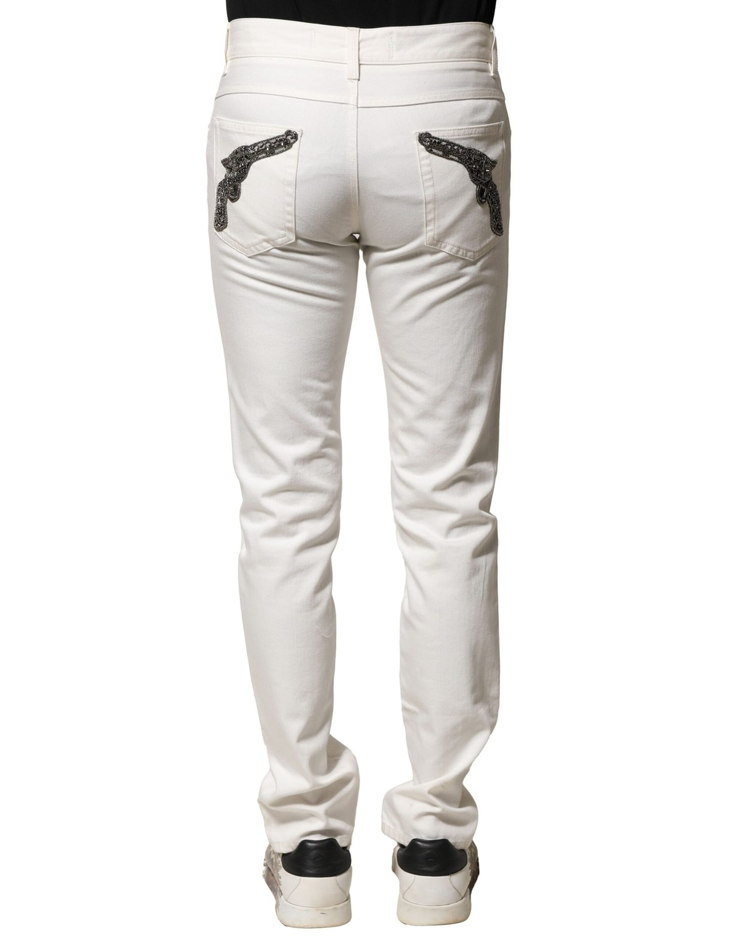 Dolce & Gabbana White Cotton Skinny Men Denim Jeans