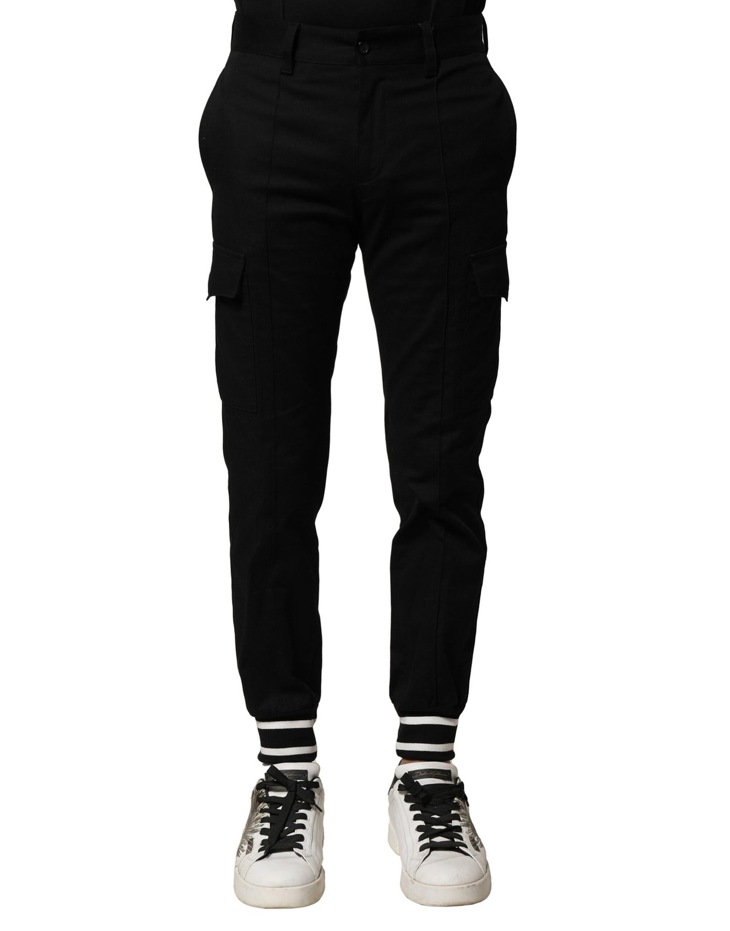 Dolce & Gabbana Black Cotton Cargo Joggers Men Pants