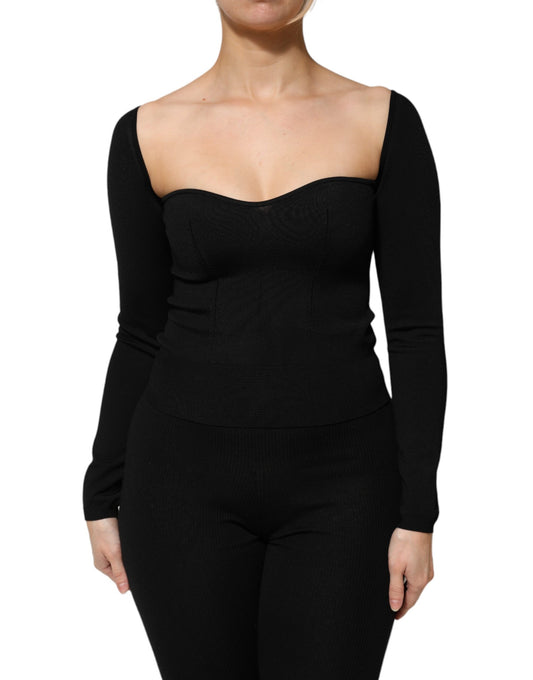 Dolce & Gabbana Black Viscose Long Sleeve Pullover Blouse Top