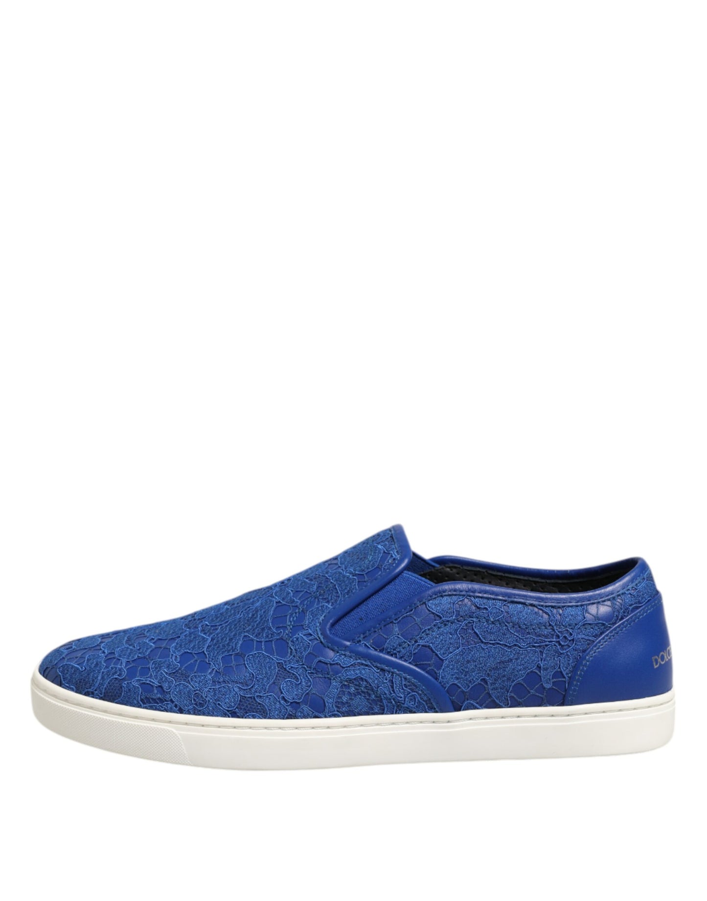 Dolce & Gabbana Blue Leather Lace Slip On Sneaker Shoes