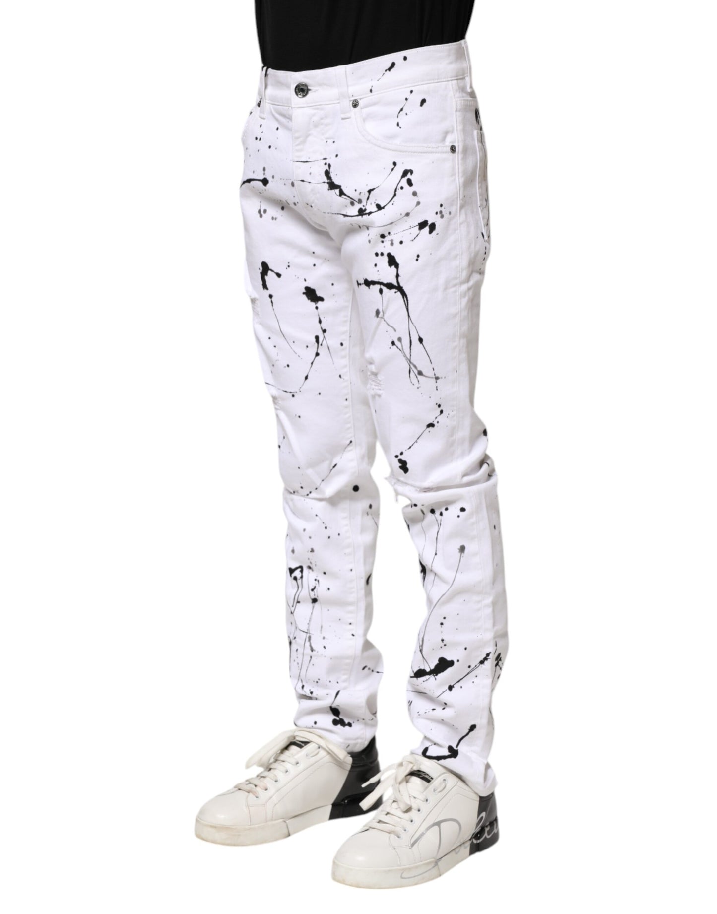 Dolce & Gabbana White ColorSplash Skinny Denim Jeans
