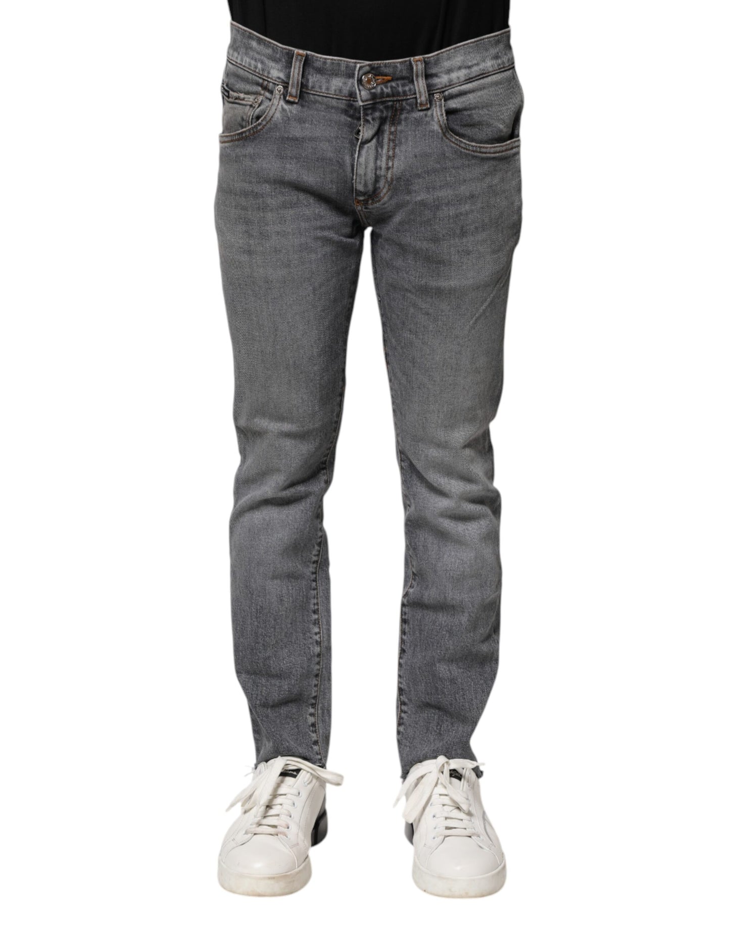 Dolce & Gabbana Gray Cotton Skinny Men Denim Jeans
