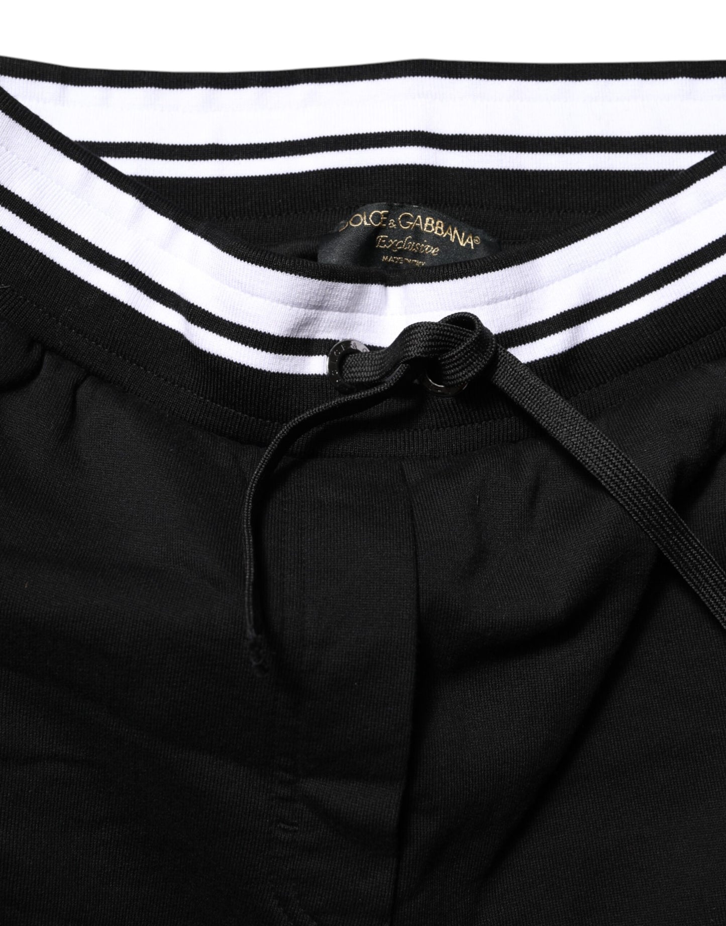 Dolce & Gabbana Black Cotton Mid Waist Jogger Pants