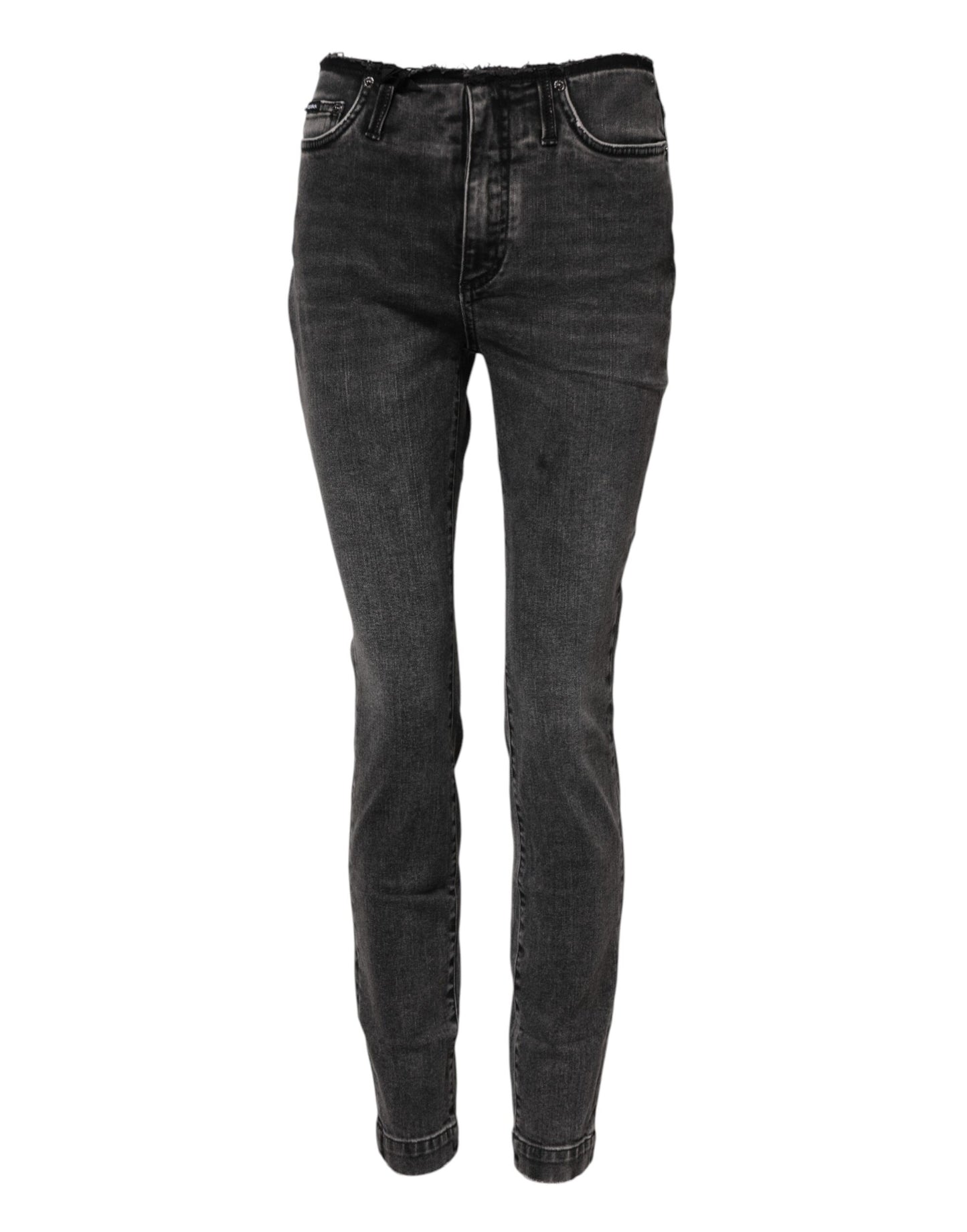 Dolce & Gabbana Gray Skinny Cotton Mid Waisted Denim Jeans