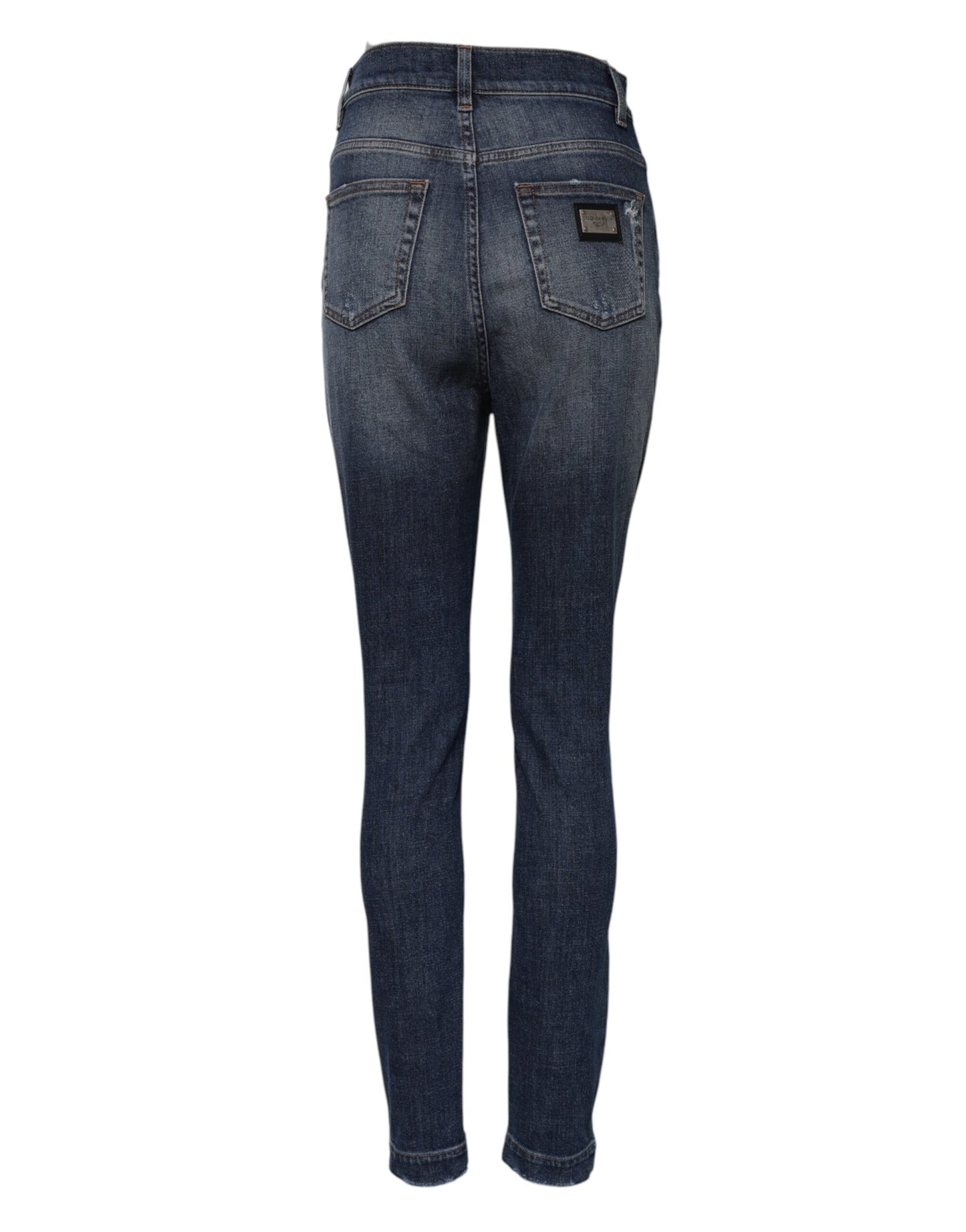 Dolce & Gabbana Blue Washed Cotton High Waisted Denim Jeans