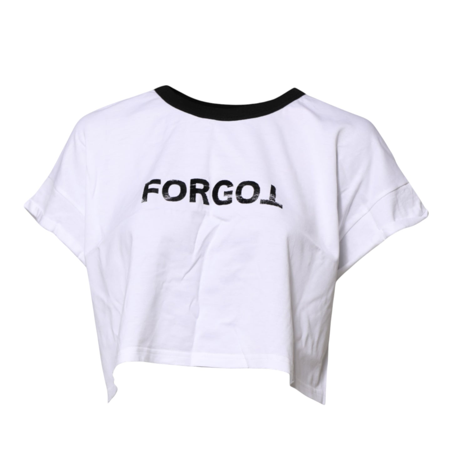 Dolce & Gabbana White Graphic Print Crew Neck Cropped T-shirt