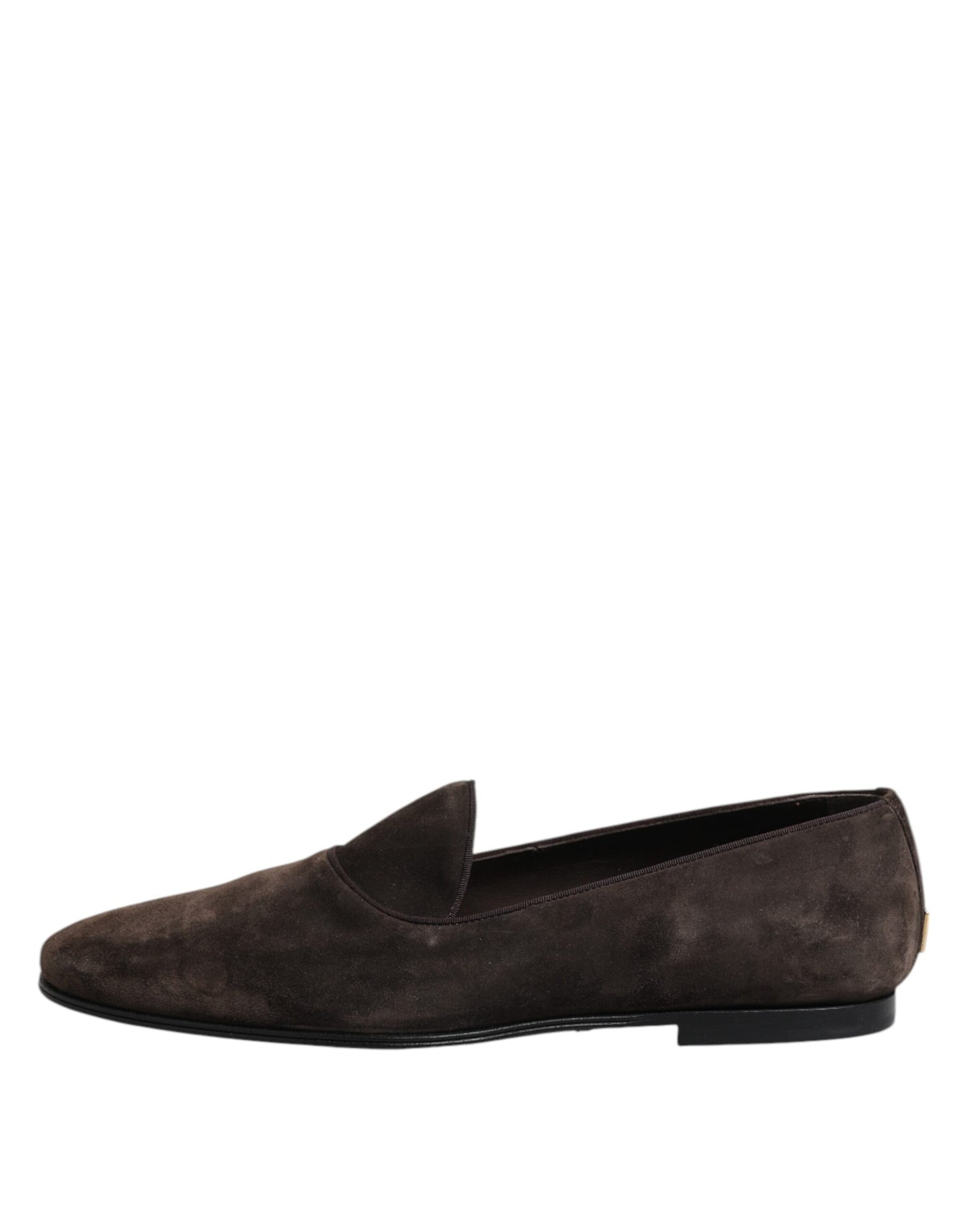 Dolce & Gabbana Brown Velvet Leather Slip On Loafers Shoes