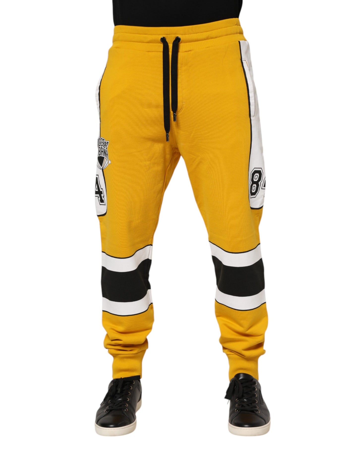 Dolce & Gabbana Yellow Print Cotton Drawstring Jogger Pants