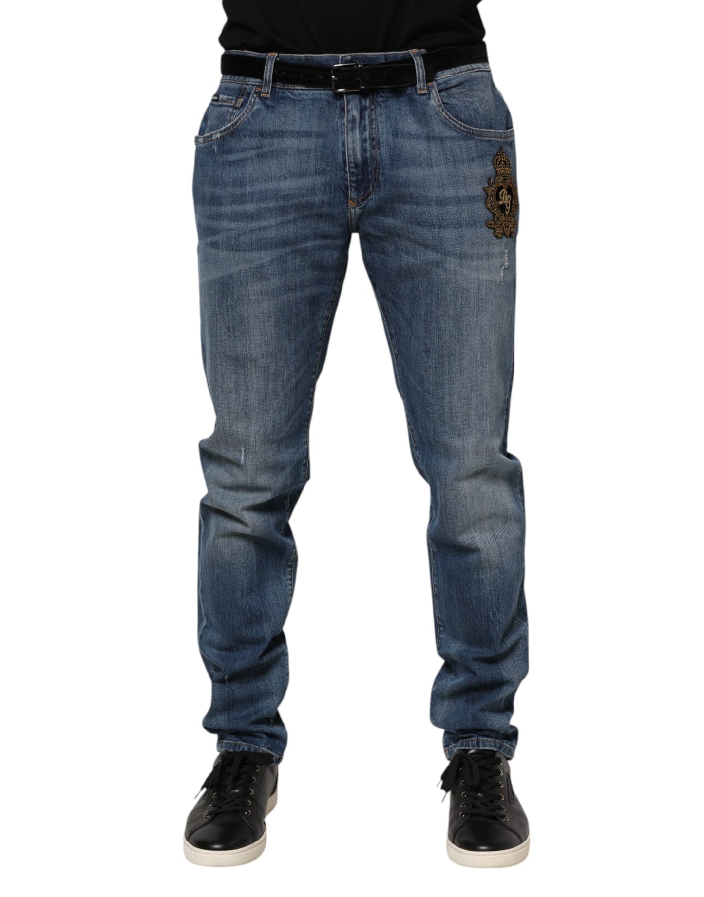 Dolce & Gabbana Blue Logo Embroidery Denim Jeans